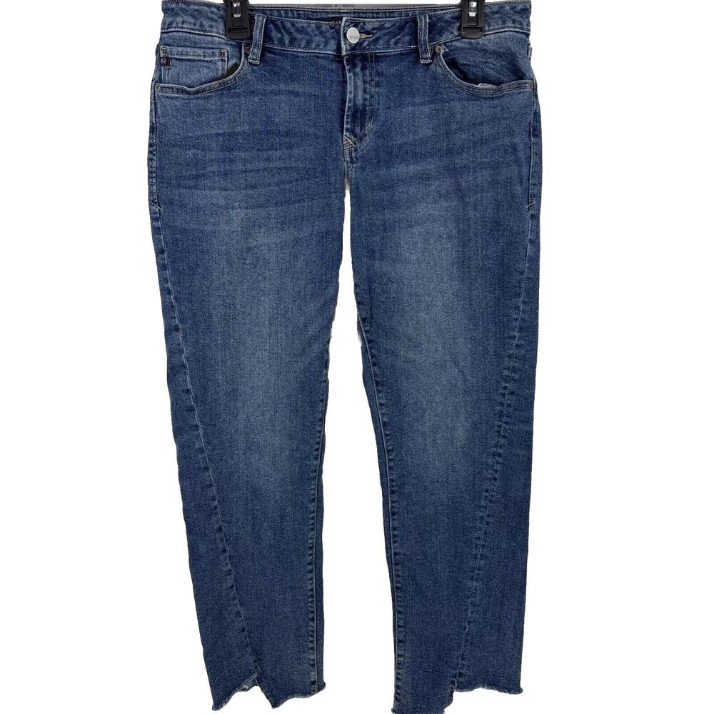 Dear John Erin Slim Straight Women's Jeans Size 30‎ Medium Wash Raw Hem